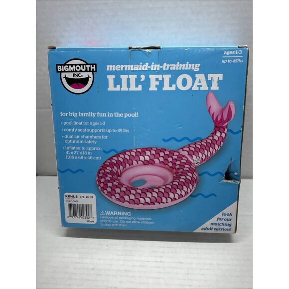 Bigmouth Mermaid In Training Lil' Float w/ Bonus Beach Ball New in Box - Picture 2 of 5